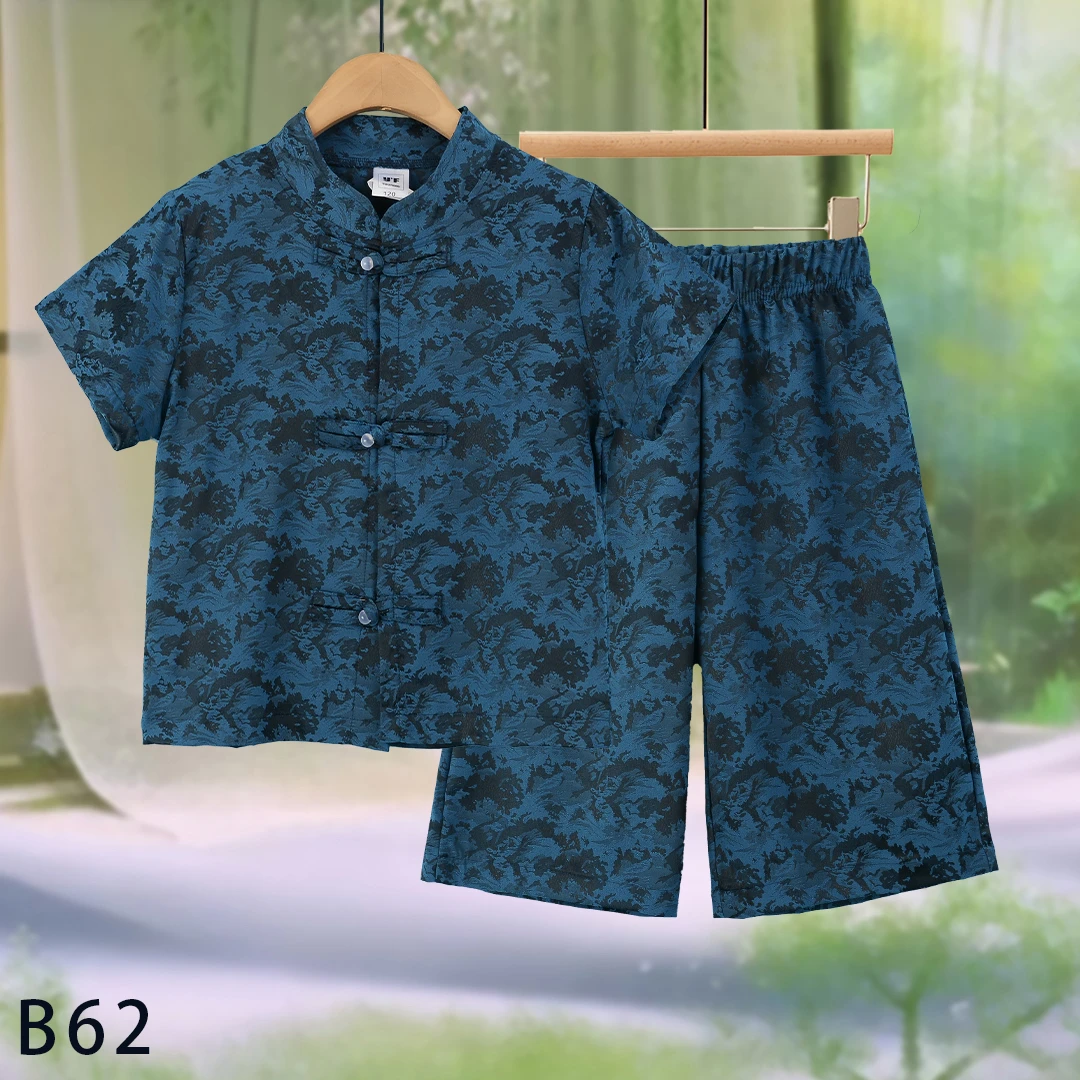 山东人造棉（绵绸）休闲儿童套装B62