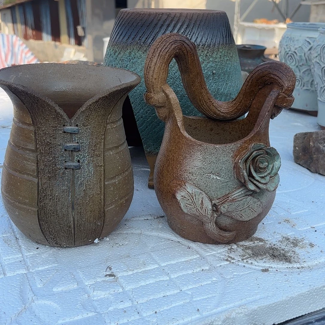 紫砂花盆旗袍瑕疵➕提篮两个孤品