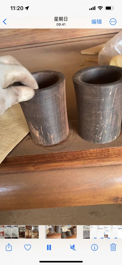 老挝大红酸枝笔筒