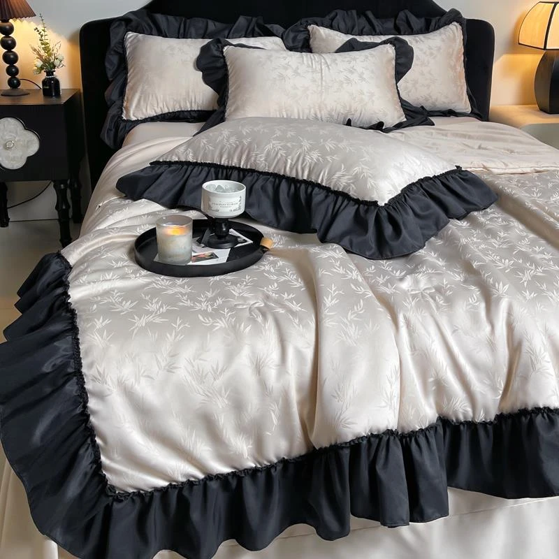 轻奢法式立体雕花夏凉被轻薄凉感薄被子夏季纯色空调被高端四件套