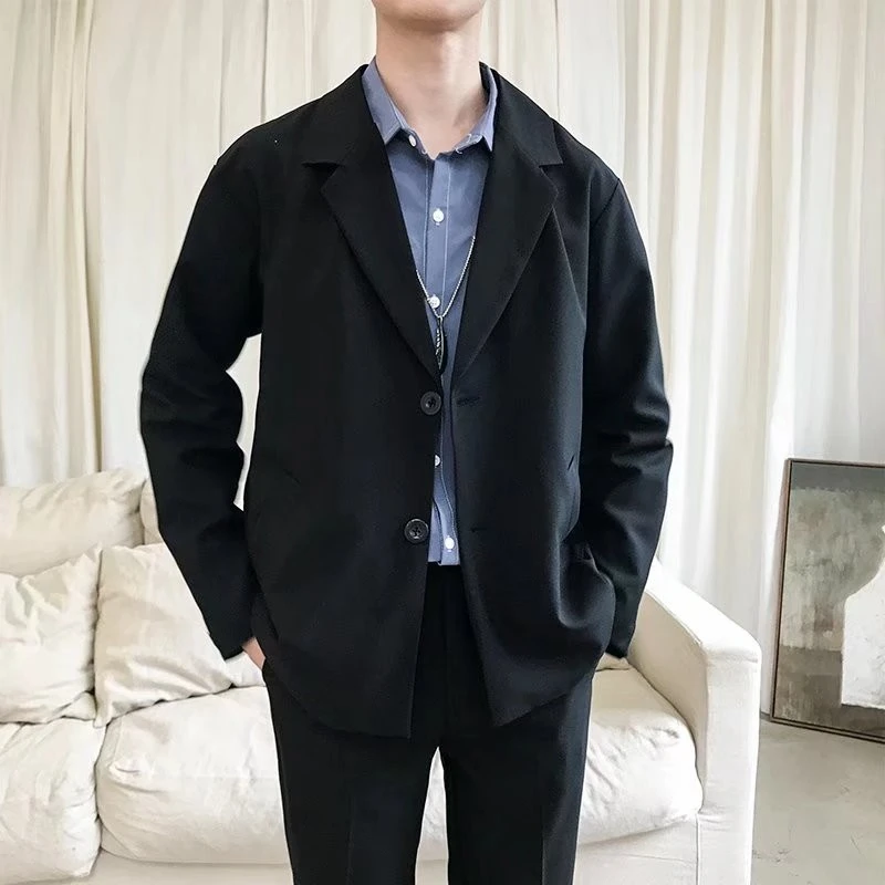 秋冬款特大码西服男胖人220斤便服单西青年宽松外套免烫西装休闲