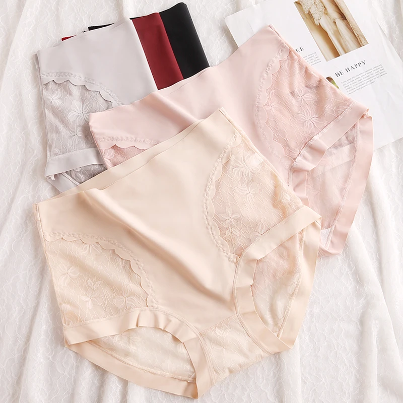 高腰收腹无痕内裤女士2025新款收腹收小肚子性感蕾丝女生短裤256