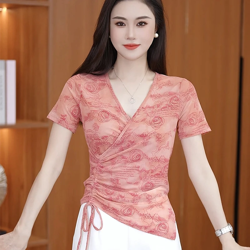 不规则小众不撞衫短袖t恤女士2025夏季新款设计感洋气质减龄上衣