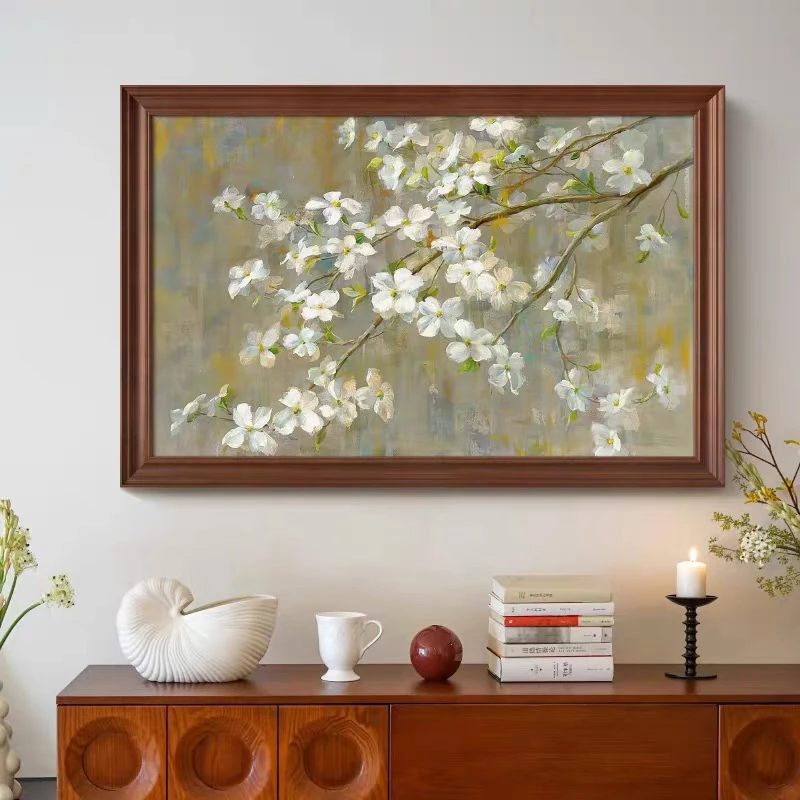 中式苹果花砂岩花卉装饰画适用于美式客厅餐厅玄关背景6080