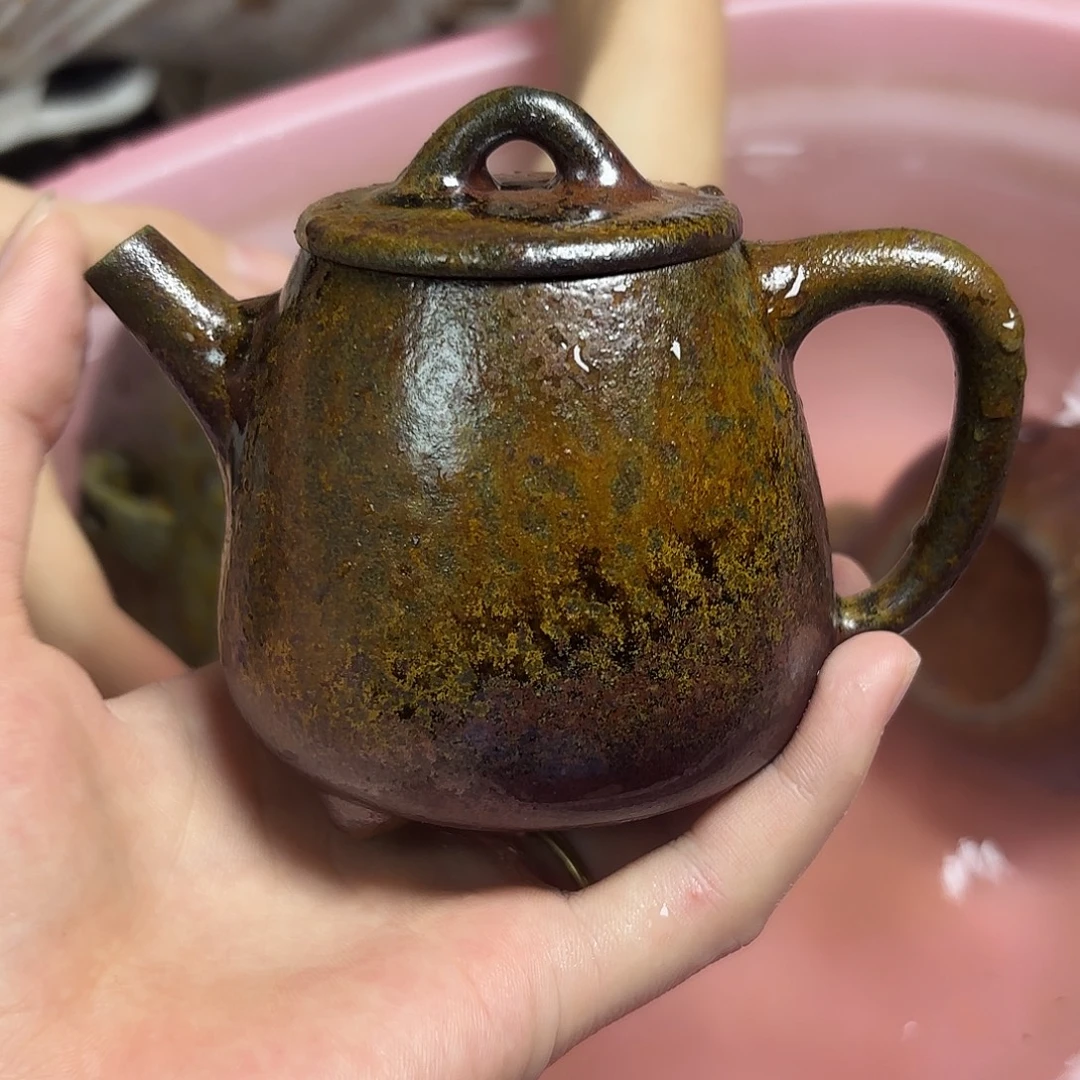茶壶紫砂柴烧紫砂天青高石瓢