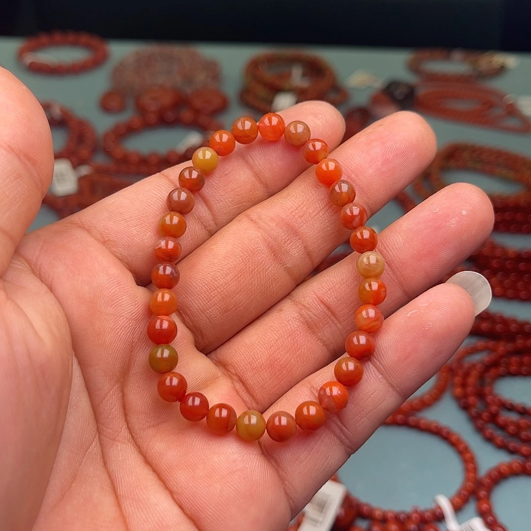 南红玛瑙未镶嵌手链鸡油黄卡6