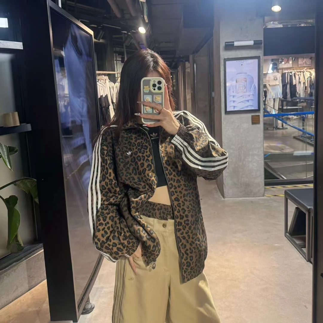 adidas三叶草 豹纹外套休闲运动薄款外套JW7301