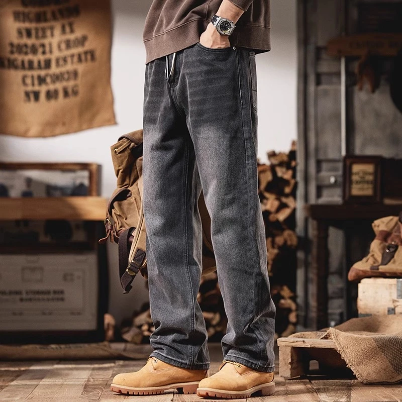 Salodac复古牛仔裤男2025新款秋冬季宽松直筒潮牌重磅休闲长裤子