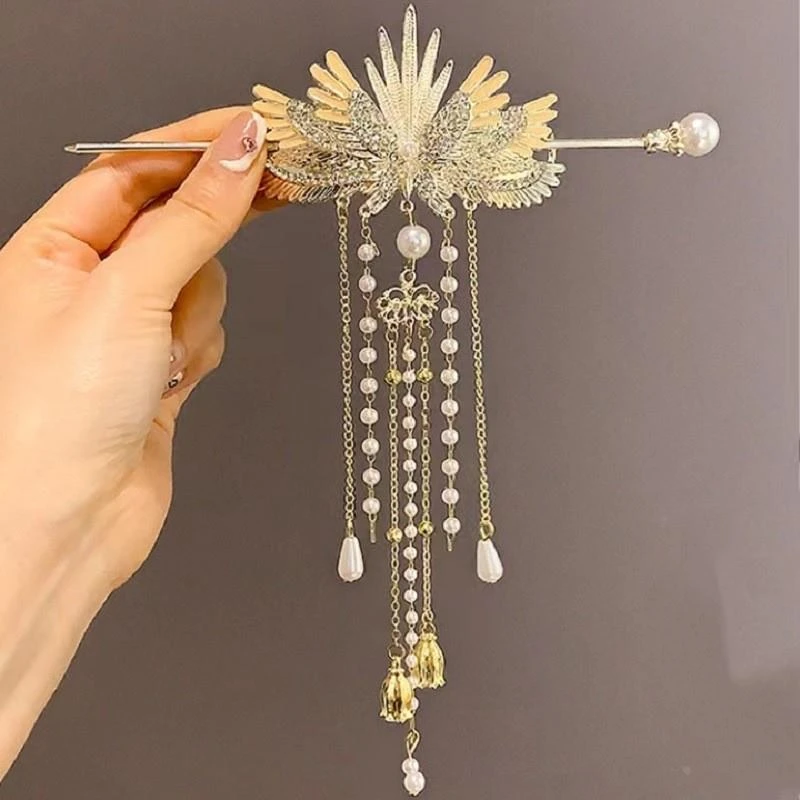 天使之翼组合气质发簪国风头饰超仙流苏百搭时尚高级感盘发发饰