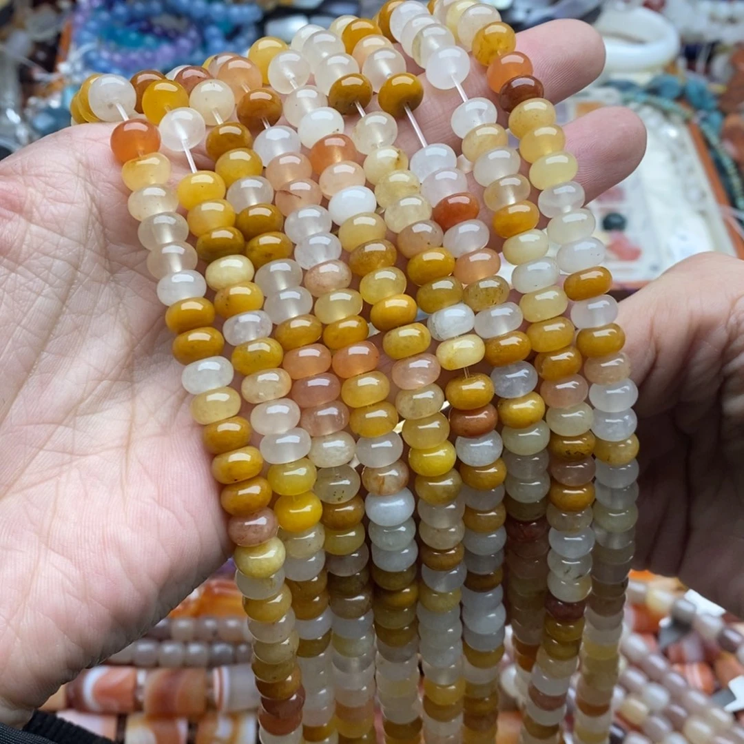 玛瑙/玉髓未镶嵌珠宝半成品一条天然5×8.5金丝玉隔片