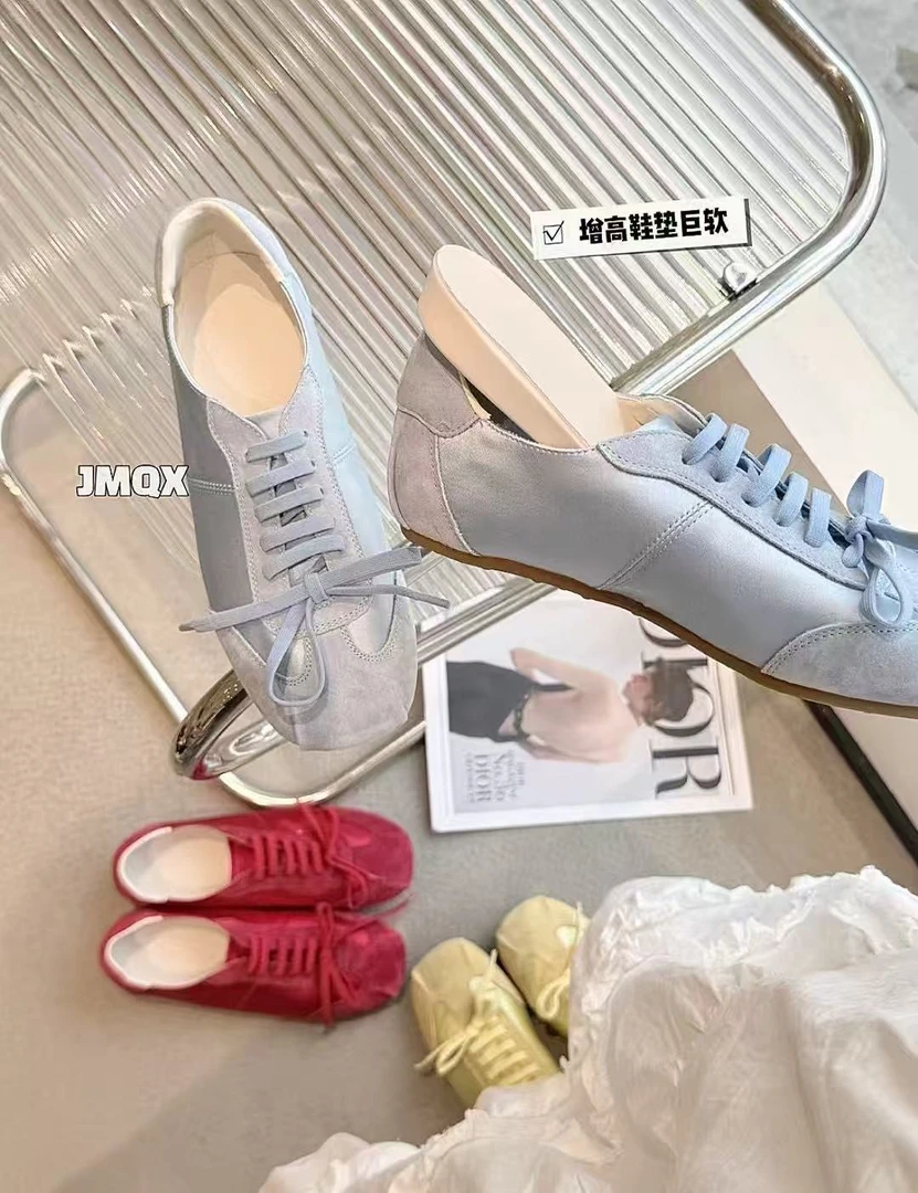 MAOAO春夏复古缎面2025~德迅鞋新款真皮软底蝴蝶结芭蕾平底鞋