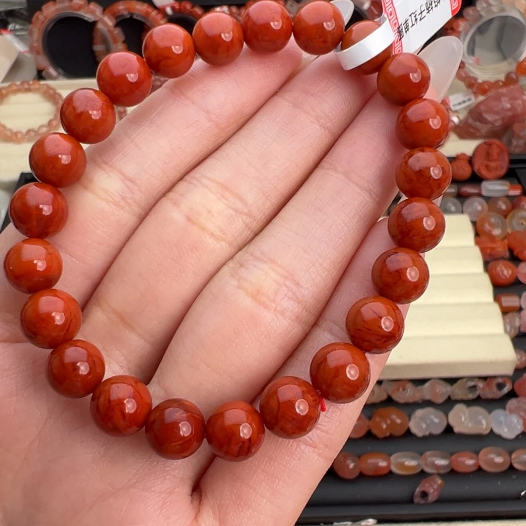 小***宝南红玛瑙未镶嵌颈饰毕业级柿子火焰单圈卡8+