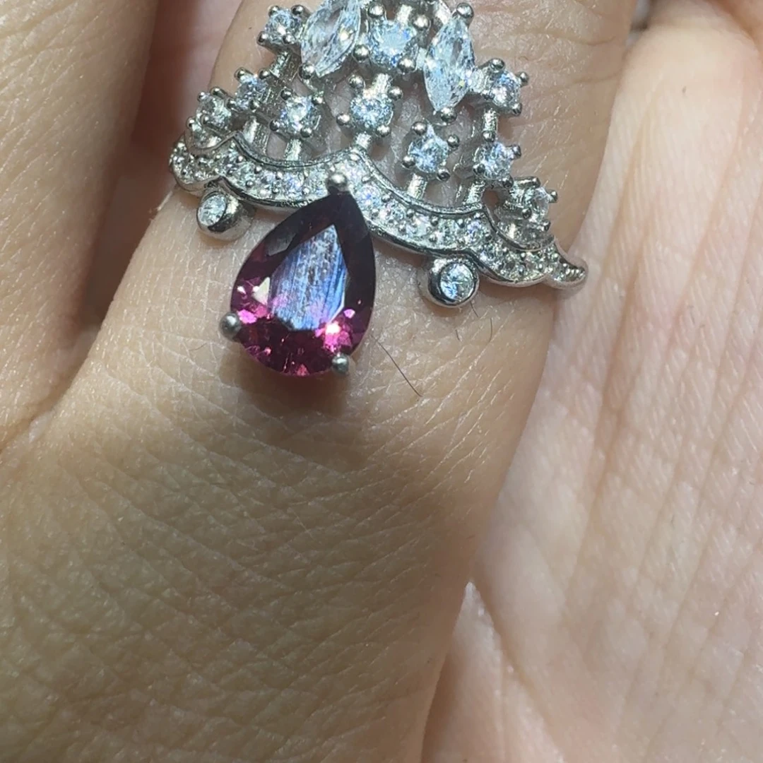 石榴石银S925镶嵌戒指