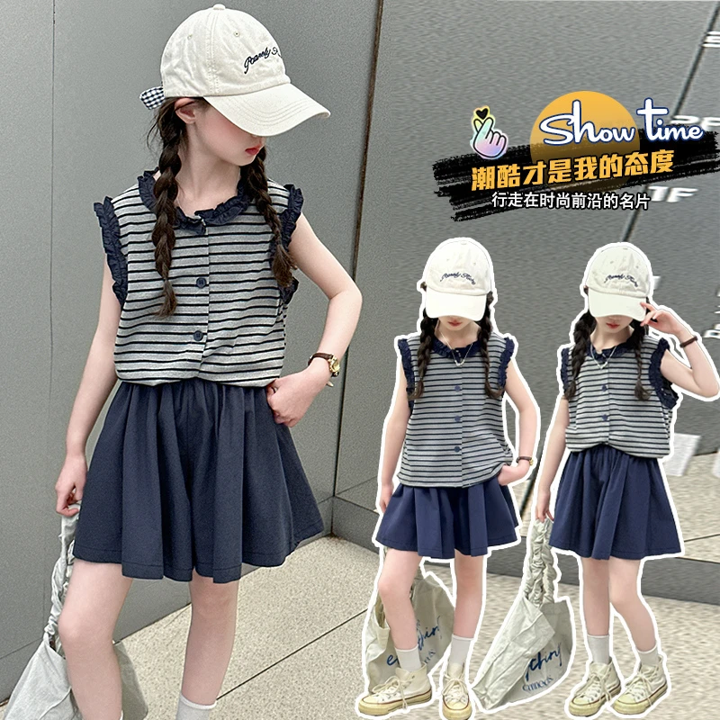 女童套装夏季2025新款装韩系短袖T恤洋气短裤夏装POLO衫SQ1258