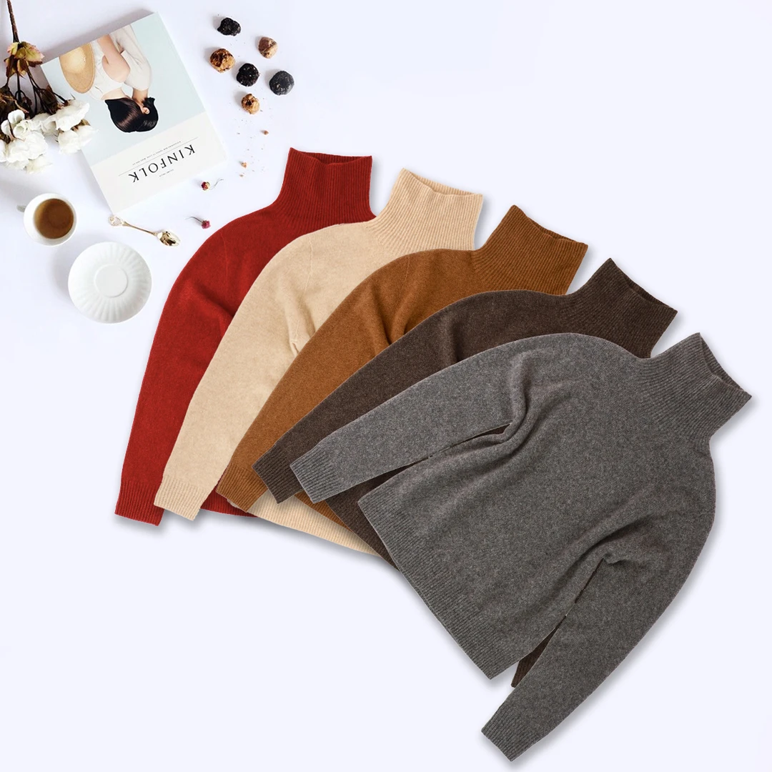 品牌新款纯色羊绒高领套头毛衣44041