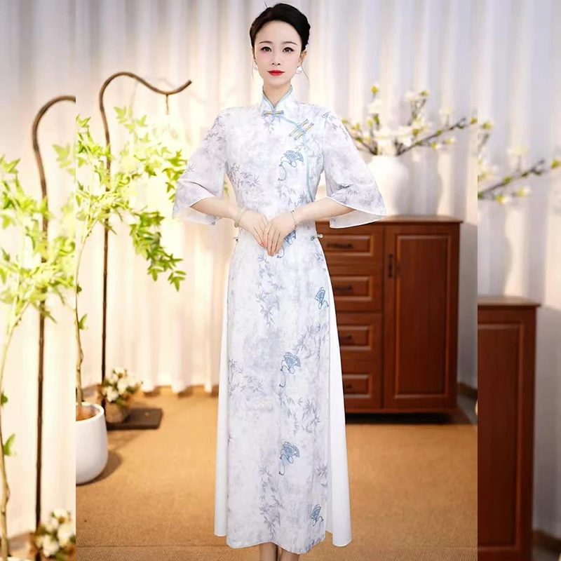 【Feel31】2025春夏新款高端提花复古奥黛中国风年轻款旗袍连衣裙