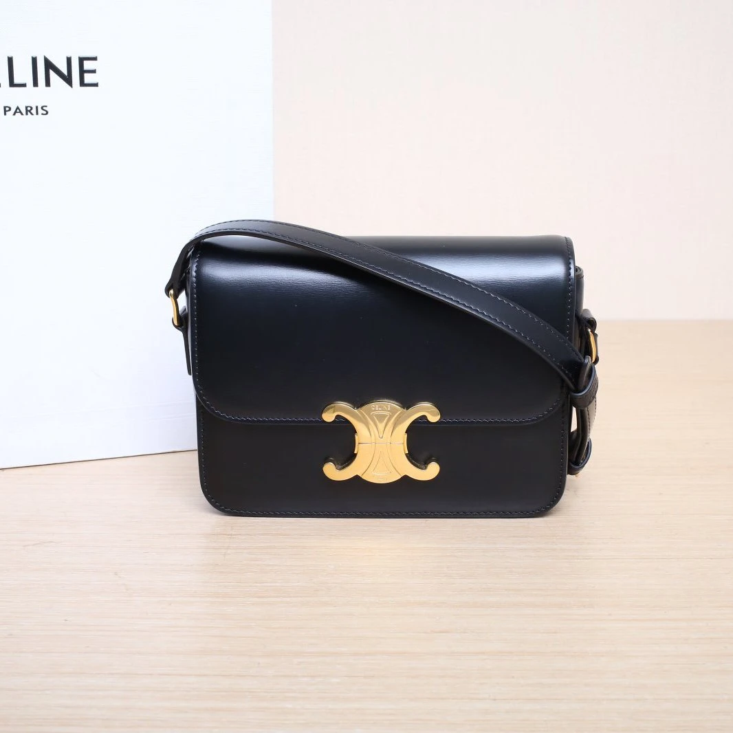 99新 Celine/思琳 凯旋门 金属锁扣 单肩包 皮革C金扣 P225071554