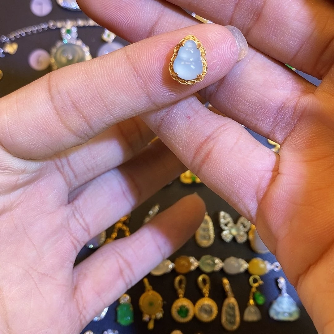 吊坠(不含链)银S925镶嵌翡翠