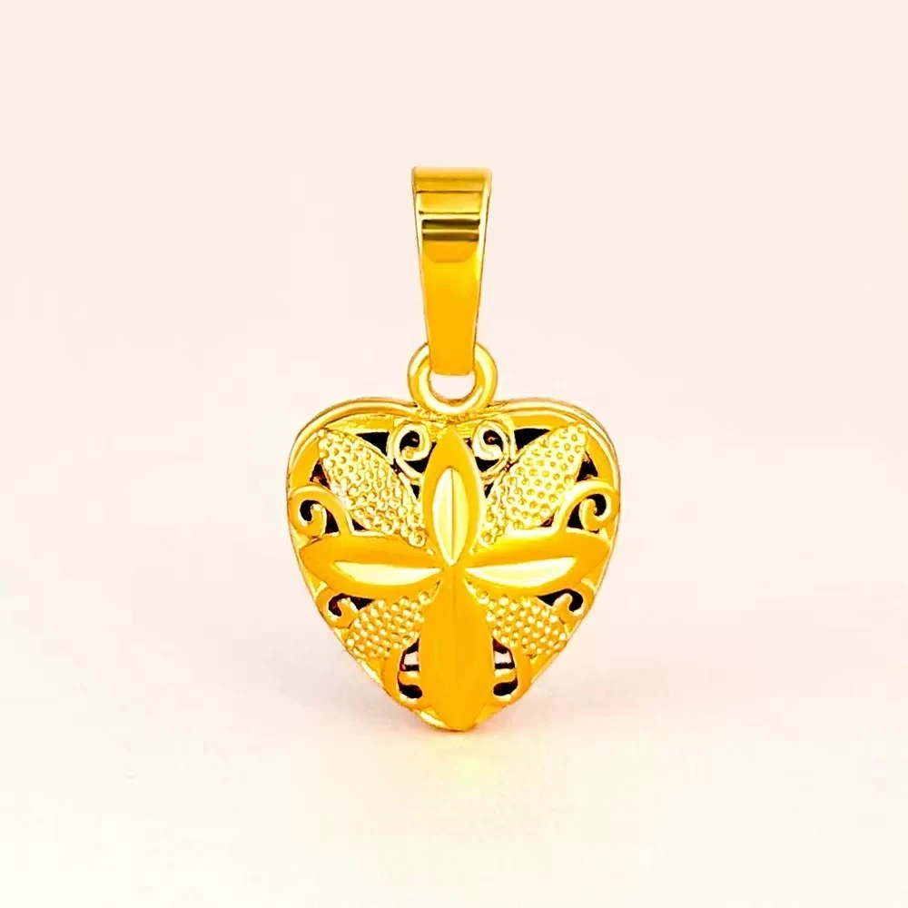 精品”掐丝工艺“镂空爱心吊坠送链子带礼盒—D007