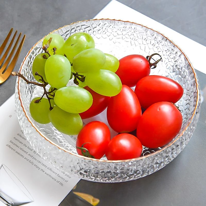 锤纹透明玻璃碗家用日式水果蔬菜沙拉碗盘网红学生宿舍饭碗甜品碗