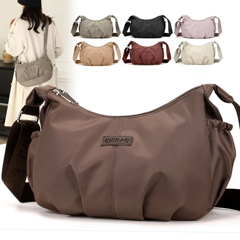 2025新款斜挎包女大容量牛津布单肩包轻便小包包帆布夏季饺子包潮