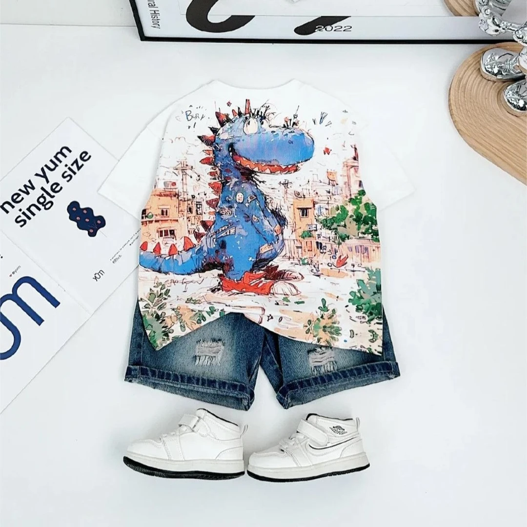 洋气衣服t恤新款恤夏季男女童上衣短袖痞帅潮炸街宝宝夏装薄