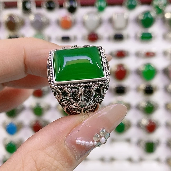 银S925镶嵌戒指玛瑙/玉髓