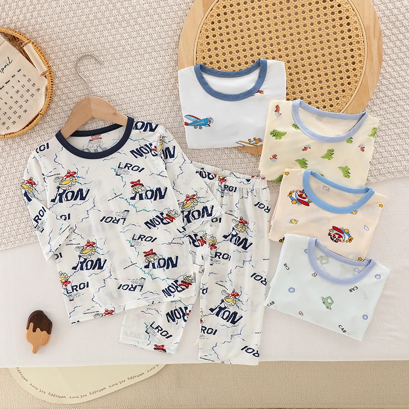 <100-120尺码>BBT儿童睡衣夏季优可丝莱赛尔七分宝宝家居服