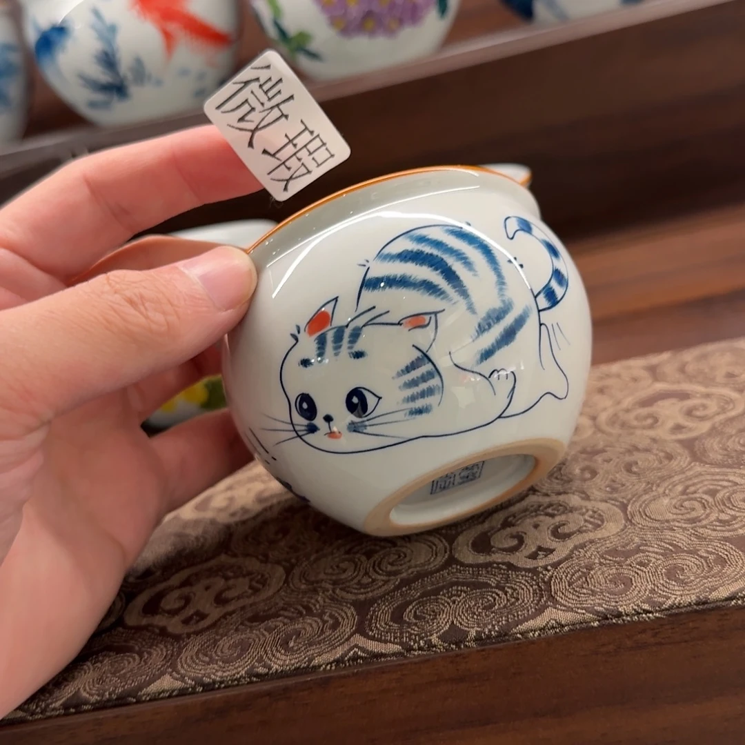 釉下手绘茶具微瑕