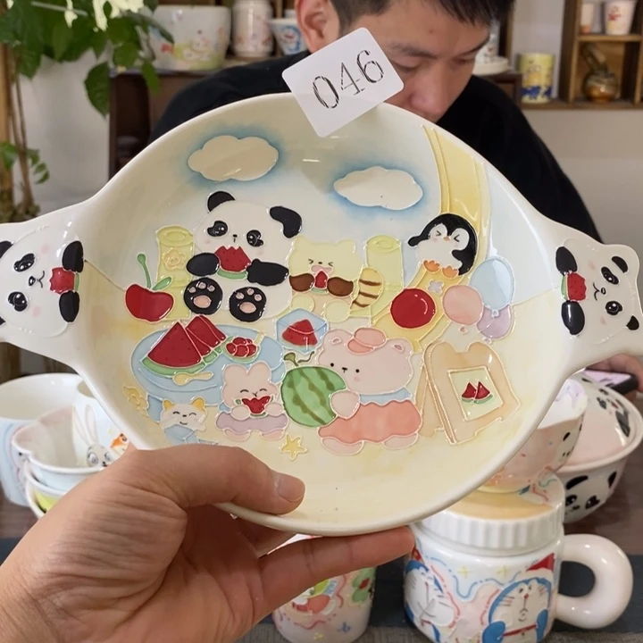 瓷片景德镇釉下彩手绘