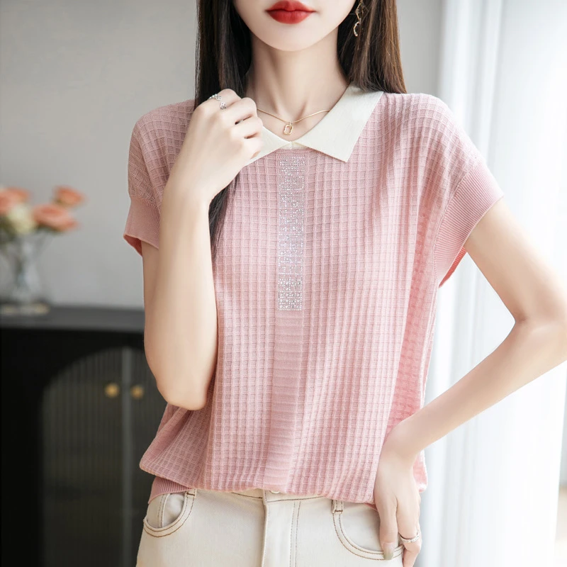 减龄遮肉～夏季新款莱赛尔天丝娃娃领针织衫