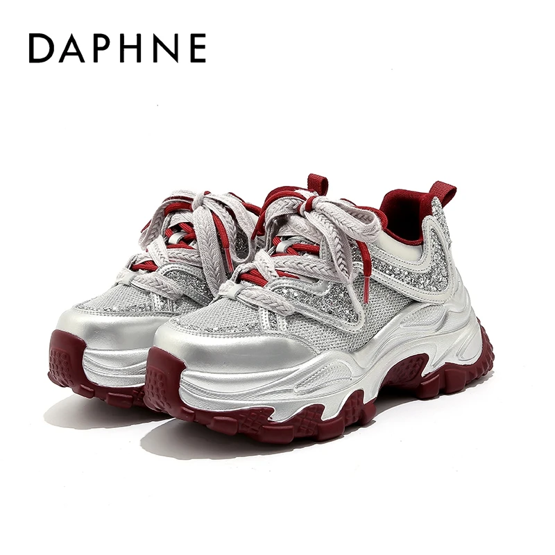 DAPHNE达芙妮2025年春季爆款透气网面增高厚底时尚运动休闲老爹鞋