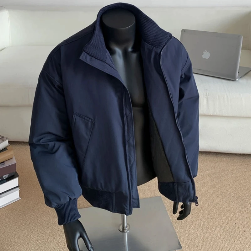cleanfit藏青色飞行夹克男款春秋季bomber廓形棒球服美式短款外套