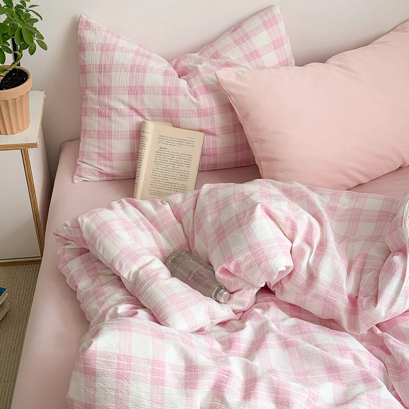 糯叽叽双层纱床上四件套四季非全棉纯棉被套床单笠单人宿舍三件套