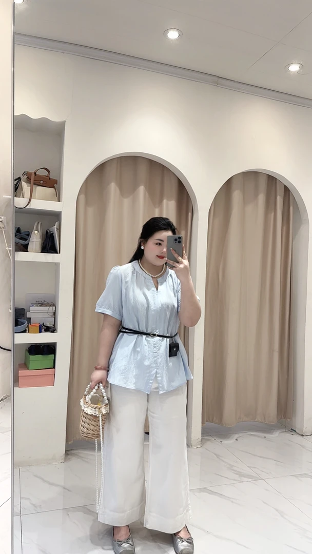 文文家夏季新款大码收腰衬衣788