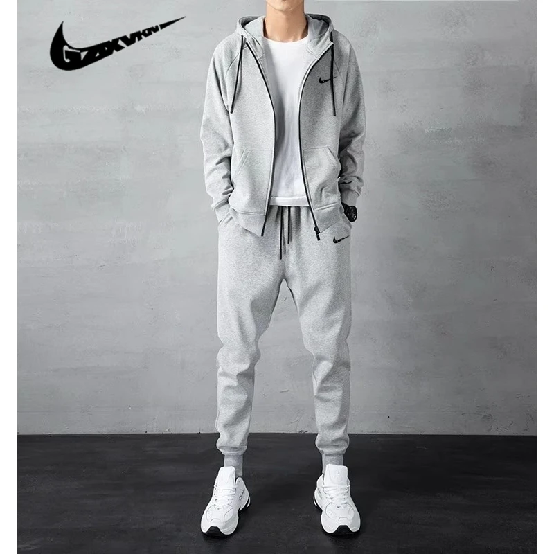 奥莱运动套装男秋冬连帽长袖卫衣卫裤两件套休闲百搭夹克运动外套