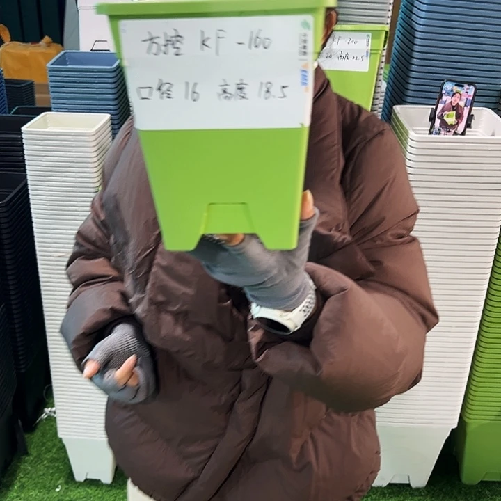 正品方盆口16高18果绿无托5只