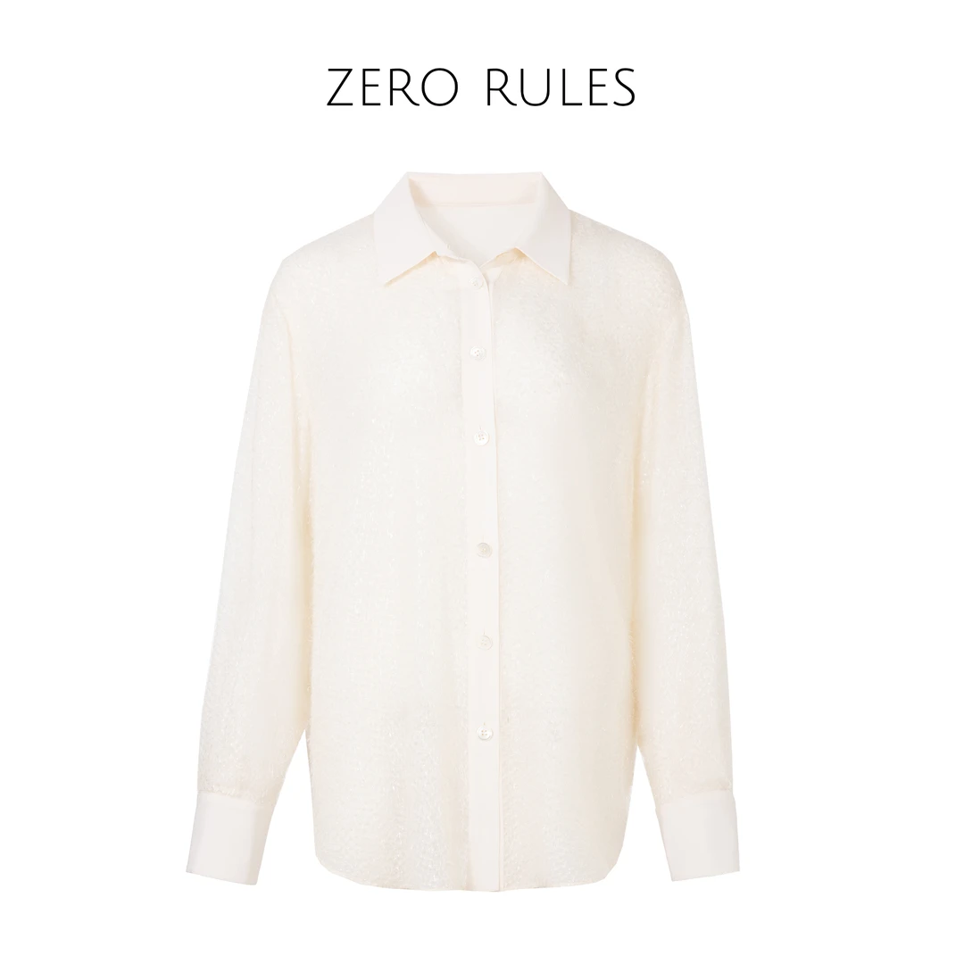 25021278【羽毛衬衫】100桑蚕丝+真丝剪花羽毛流苏奢线！衬衫