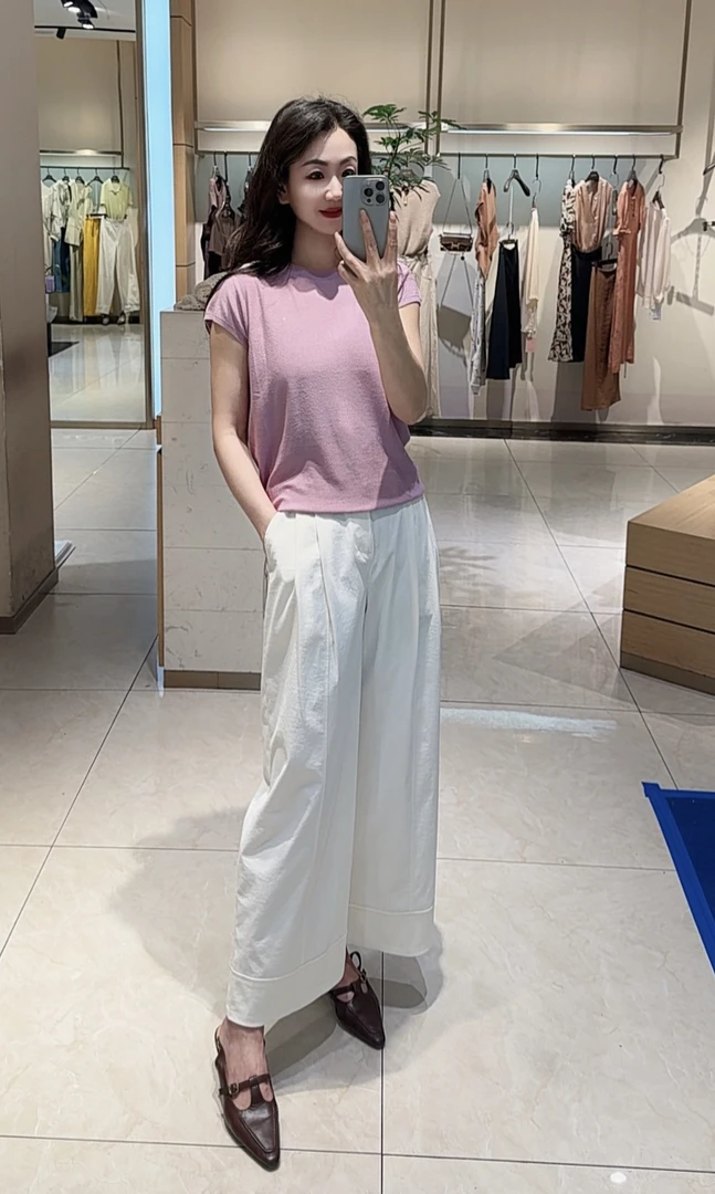 25213423【高斯雪岚】新款圆领百搭遮肉显瘦针织衫