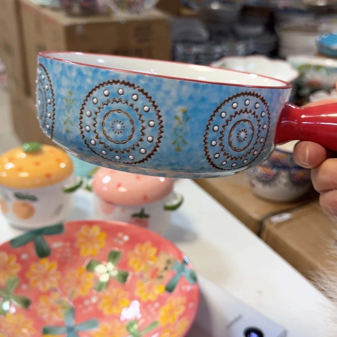 陶瓷延喜6英手柄碗一只看图