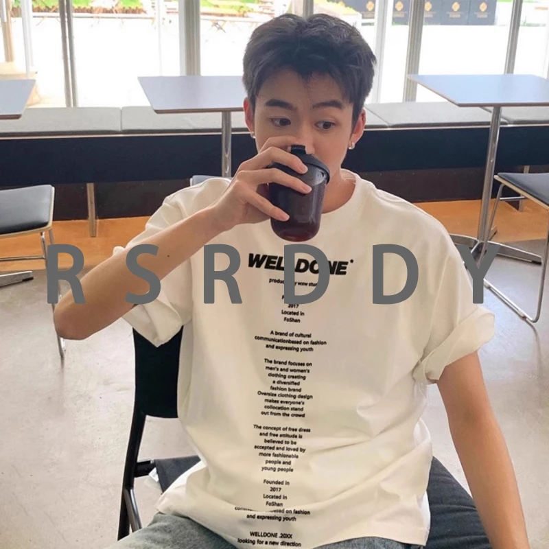 RSRDDY小众潮牌美式设计感短袖夏季时尚潮流宽松男士情侣短袖T恤