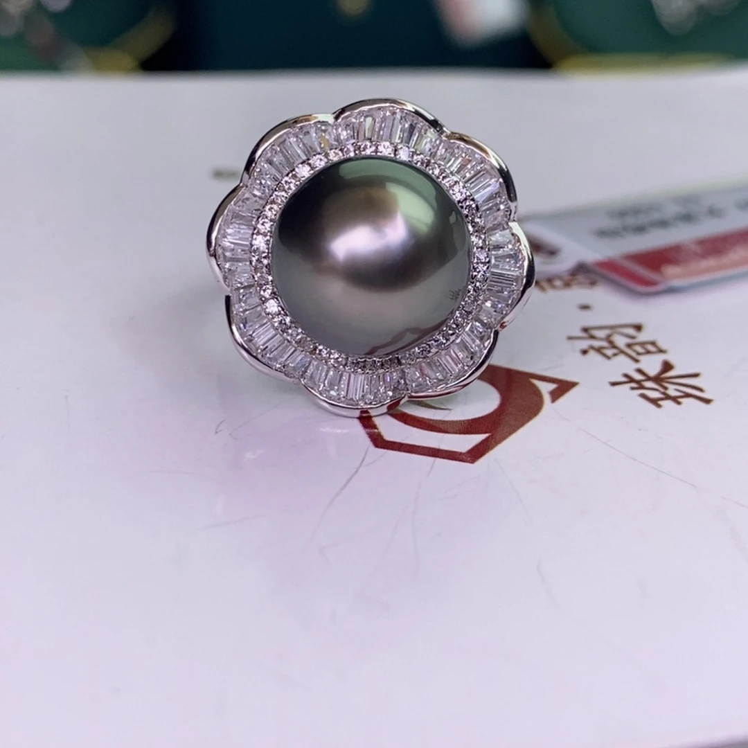 银S925镶嵌戒指海水珍珠