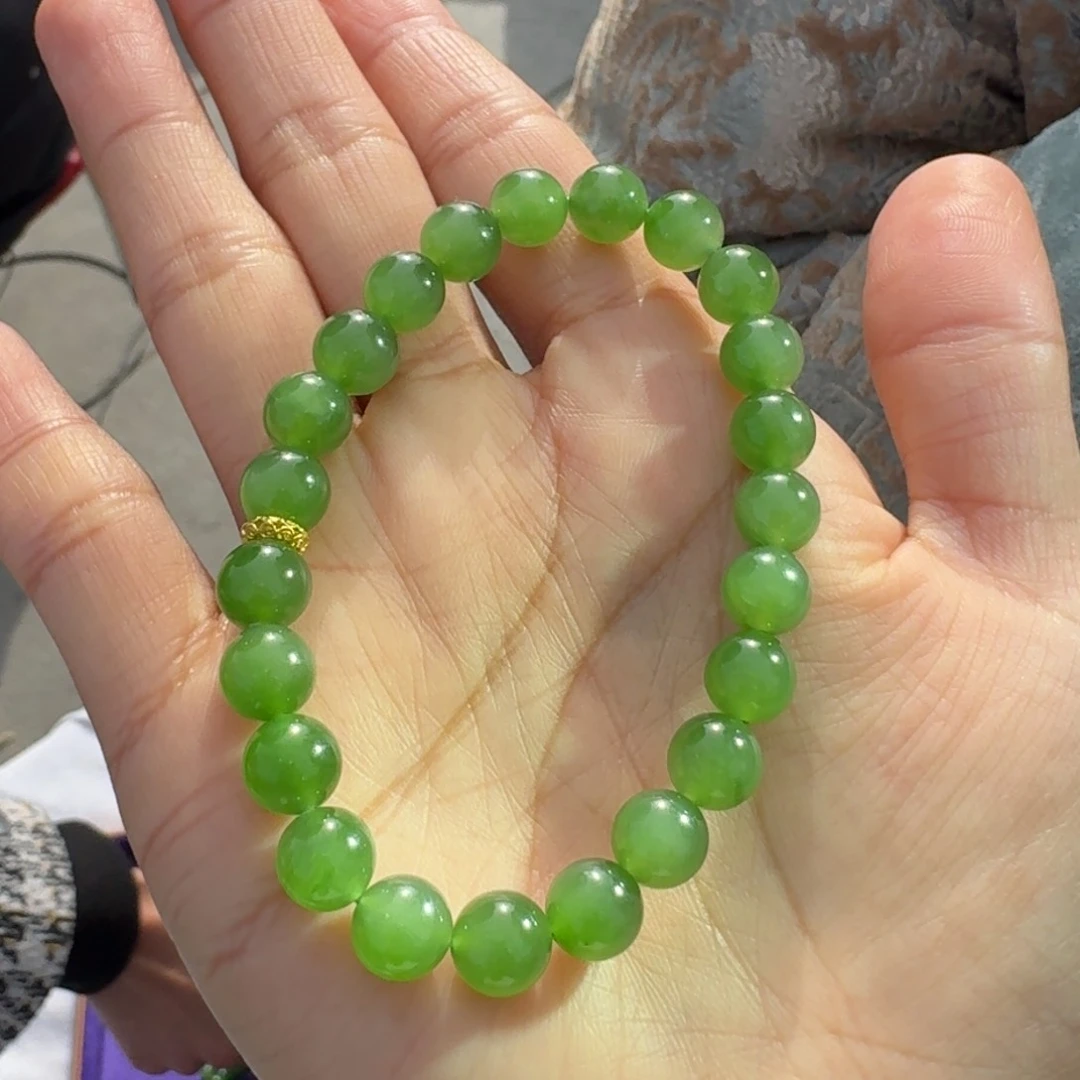 和田玉颈饰18K金镶嵌卡8碧玉手串多样性拍一发一