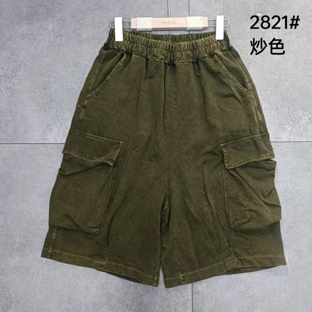 126夏季大口袋潮色毛圈休闲卫裤短裤宽松五分裤