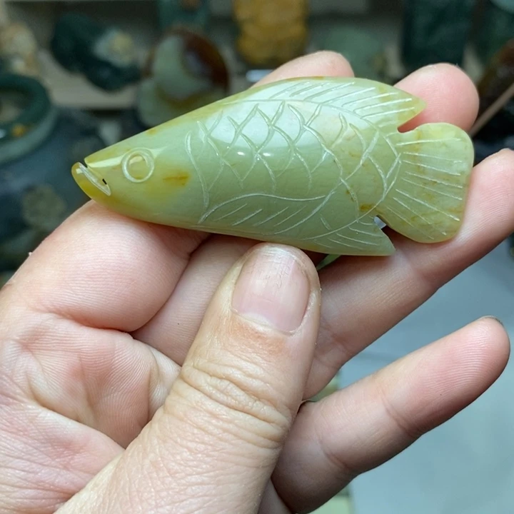 蛇纹石玉鱼手把合金