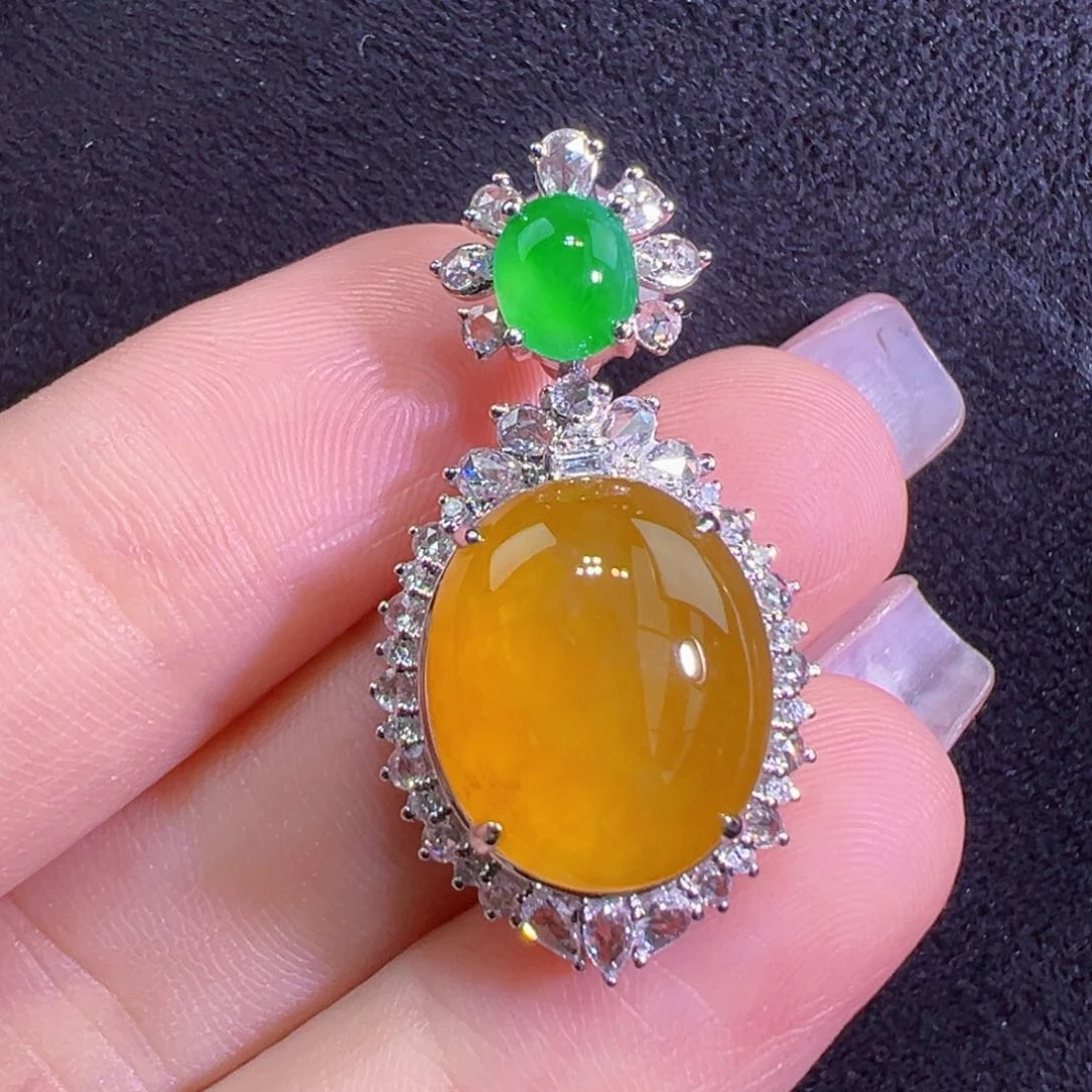 翡翠18K金镶嵌吊坠(不含链)吊坠