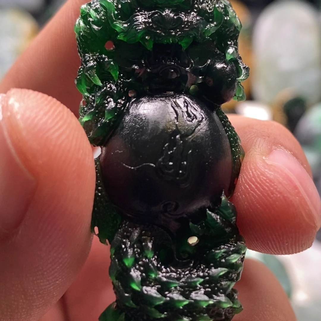 博***用未镶嵌定制翡翠天然翡翠A货龙珠龙牌