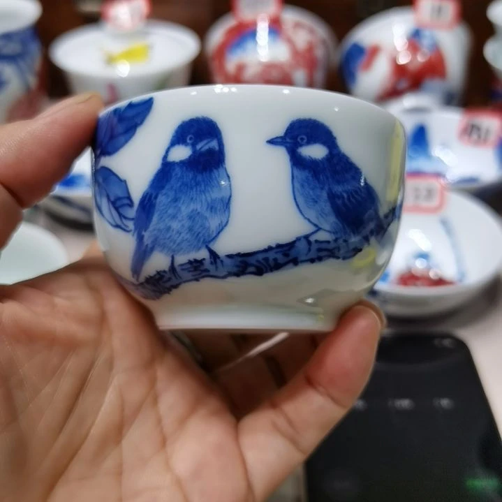 轩***柏杯张学鸿老师青花釉里红微瑕