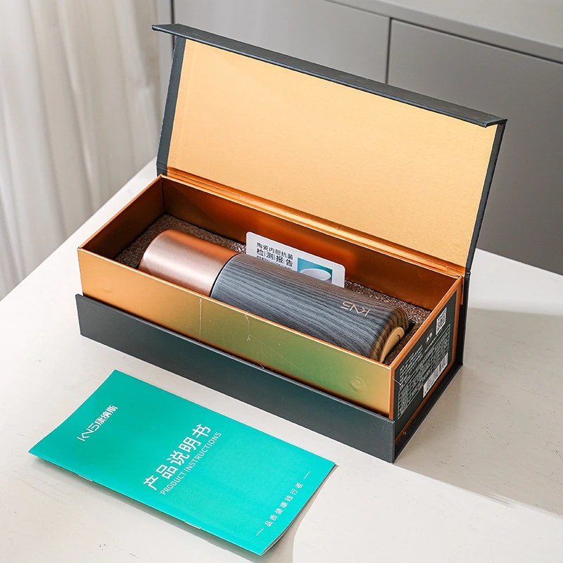 商务礼品男士抗菌保温杯纯陶瓷内胆高档礼盒内带茶漏直身杯320ml