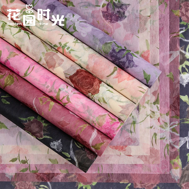 【花园时光】韩国印花无纺布玫瑰包花纸花束内衬纸包装纸花店资材
